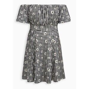 Torrid Daisy Print Gingham Textured Off Shoulder Dress Plus 3X